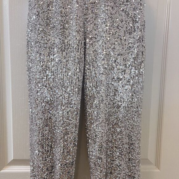 Art Class Silver Sequin Jogger Pants Elastic Waist Girls Size Medium 7-8 - Picture 3 of 12